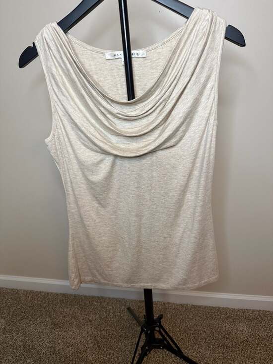 Max Studio Tops - Max Studio Heathered Beige Cowl Neck Sleeveless Top Size M